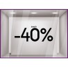 Sticker Jusqu'`a -40% vitrophanie autocollant pourcentage soldes lettrage promotion mode maroquinerie bijouterie