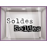 Sticker Soldes Dactylo Adhésif multicolore carré originale collez devanture de magasin commerce autocollant adhésif