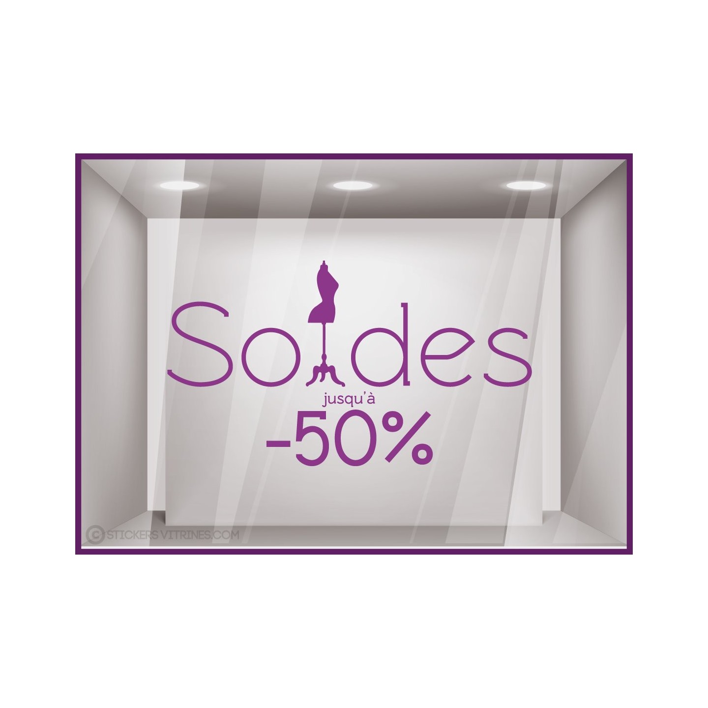Sticker Soldes Mannequin destockage offres promotionnelles promotions braderie liquidation mode chaussures lettrage adhesif 