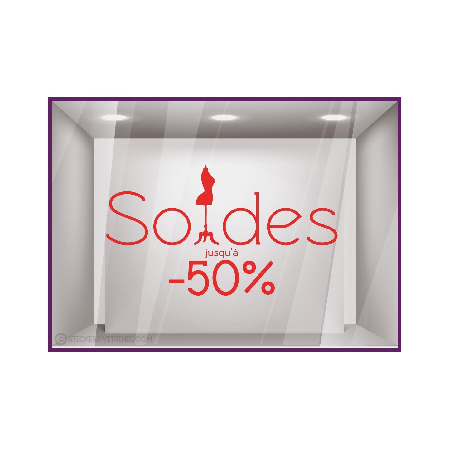 Sticker Soldes Mannequin destockage offres promotionnelles promotions braderie liquidation mode chaussures lettrage adhesif 