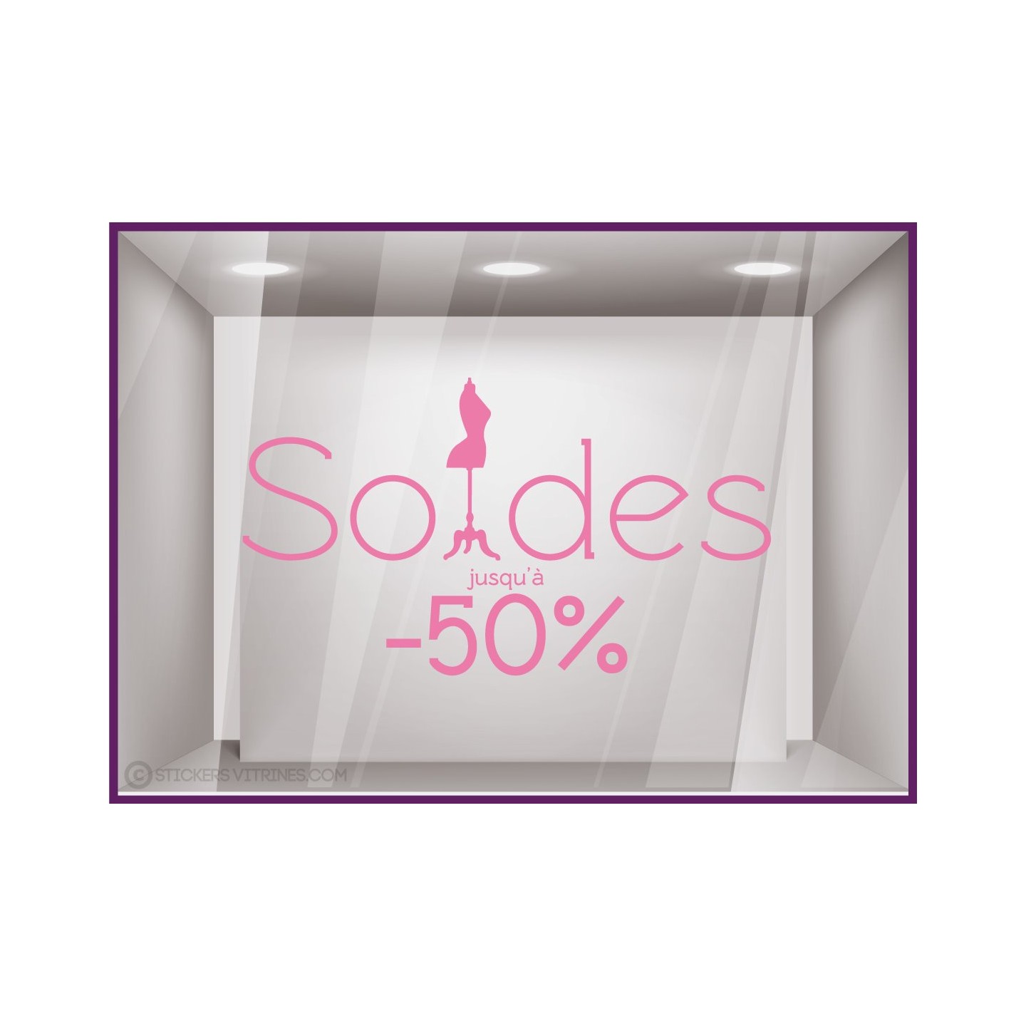 Sticker Soldes Mannequin destockage offres promotionnelles promotions braderie liquidation mode chaussures lettrage adhesif 