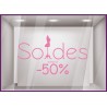 Sticker Soldes Mannequin destockage offres promotionnelles promotions braderie liquidation mode chaussures lettrage adhesif 