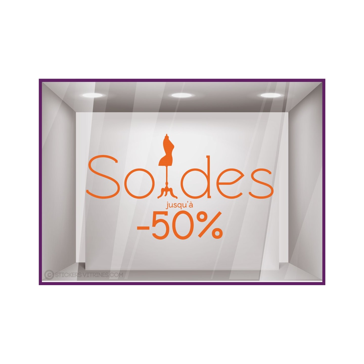 Sticker Soldes Mannequin destockage offres promotionnelles promotions braderie liquidation mode chaussures lettrage adhesif 