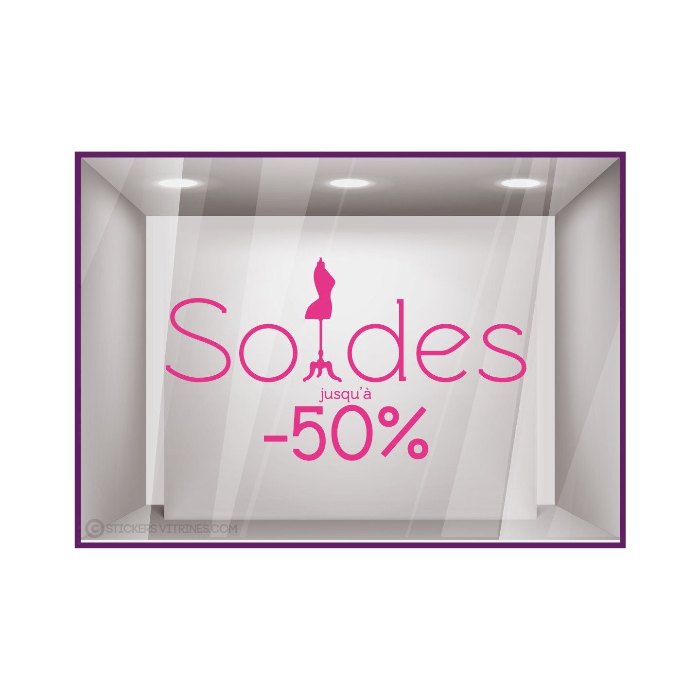 Sticker Soldes Mannequin destockage offres promotionnelles promotions braderie liquidation mode chaussures lettrage adhesif 