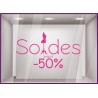 Sticker Soldes Mannequin destockage offres promotionnelles promotions braderie liquidation mode chaussures lettrage adhesif 