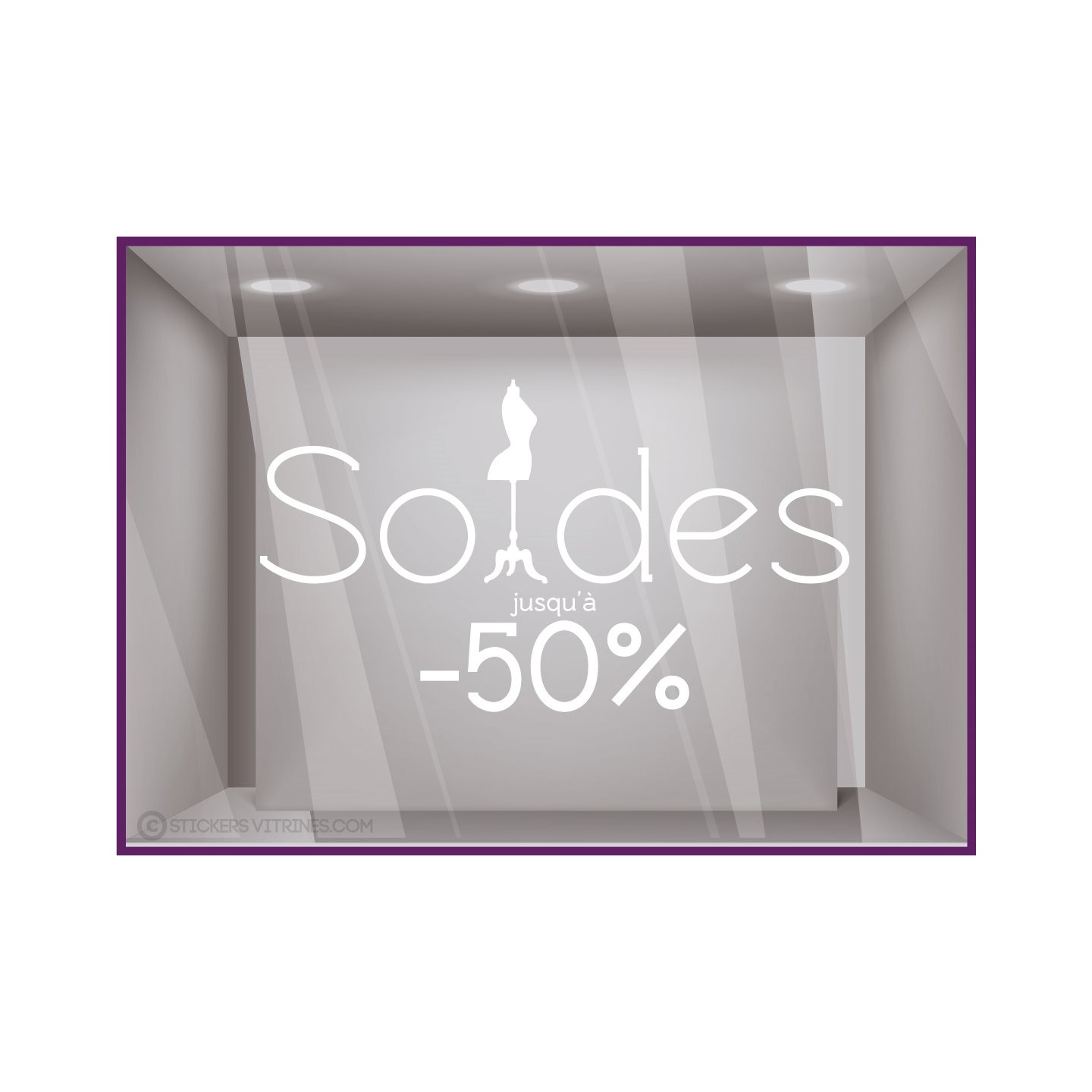 Sticker Soldes Mannequin destockage offres promotionnelles promotions braderie liquidation mode chaussures lettrage adhesif 