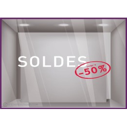 Sticker Soldes Tampon -50% promotion offre promotionnelle destockage braderie liquidation mode chaussure caviste parfumerie 