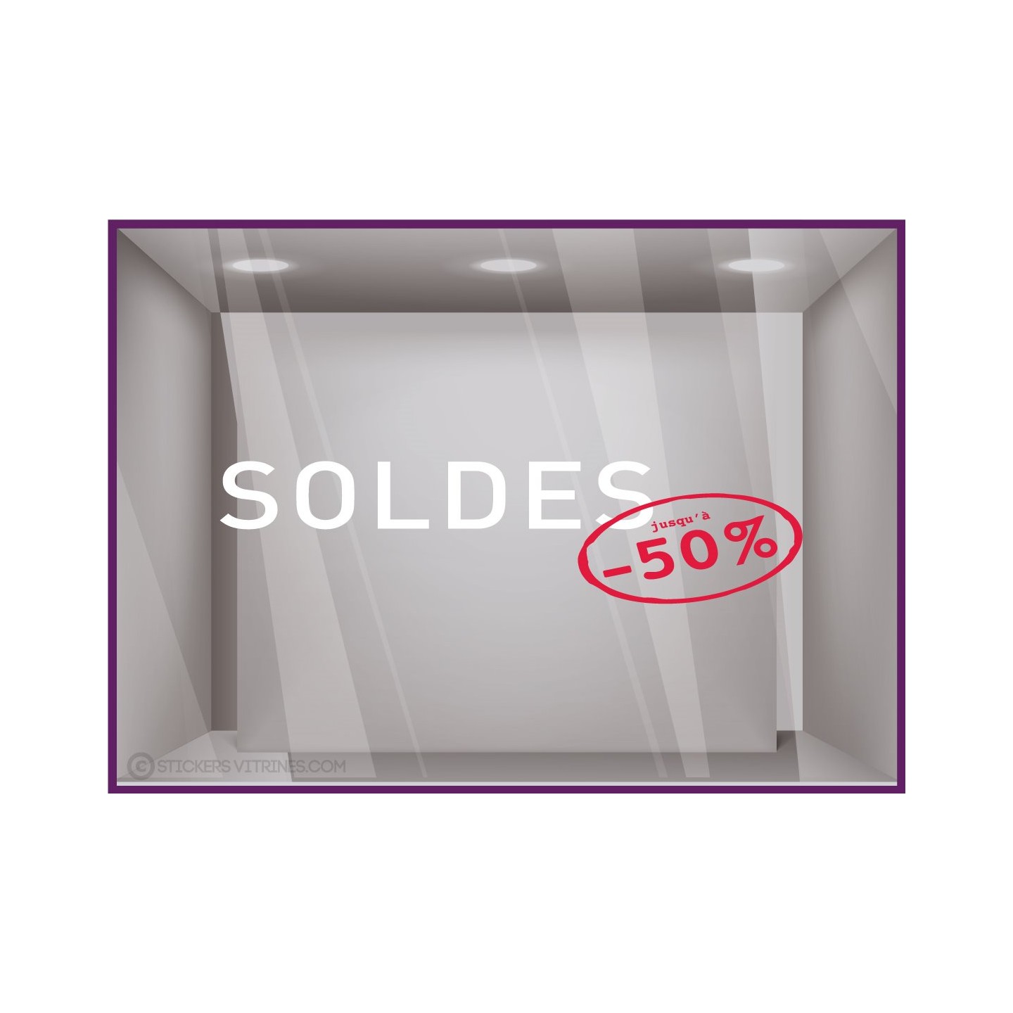 Sticker Soldes Tampon -50% promotion offre promotionnelle destockage braderie liquidation mode chaussure caviste parfumerie 