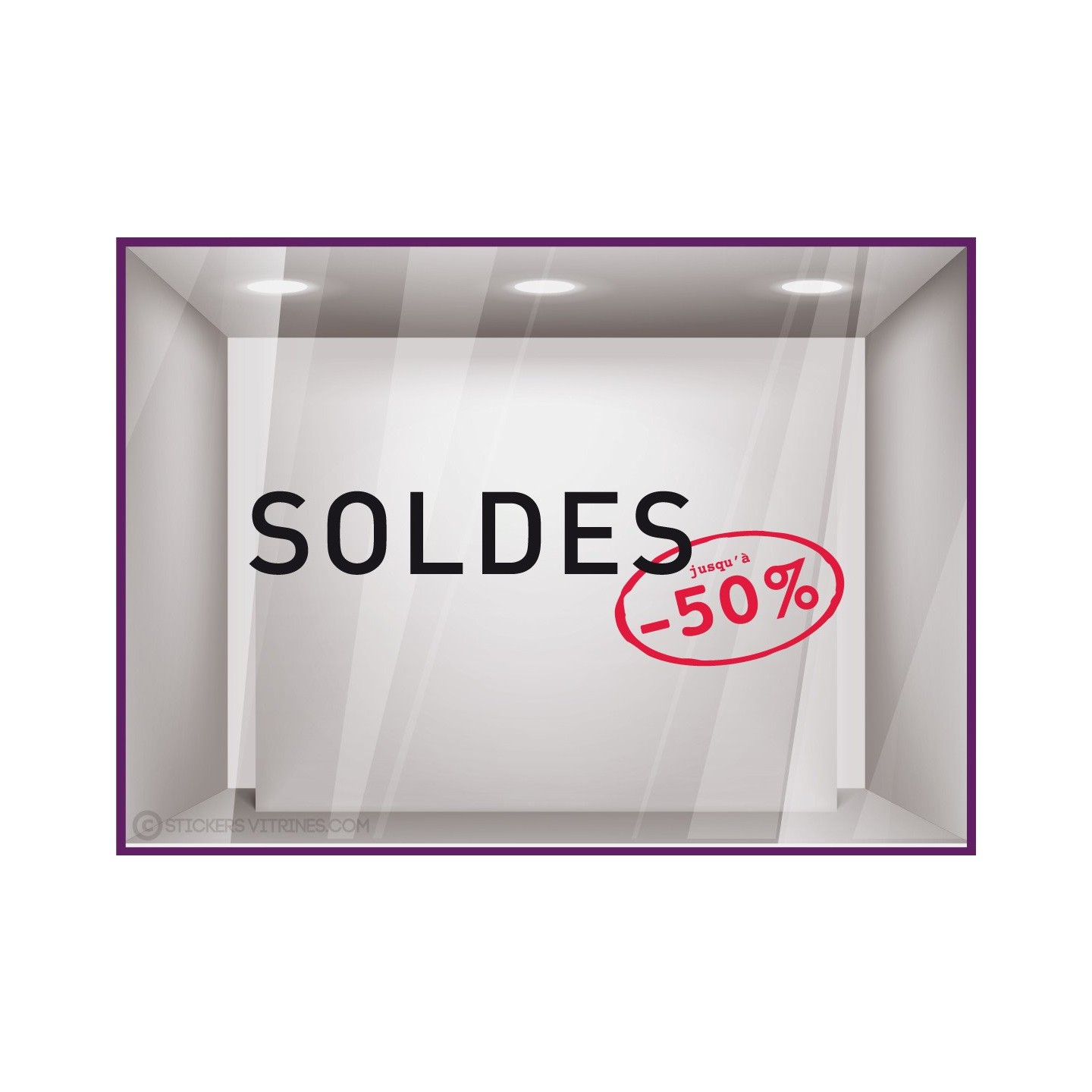 Sticker Soldes Tampon -50% promotion offre promotionnelle destockage braderie liquidation mode chaussure caviste parfumerie 