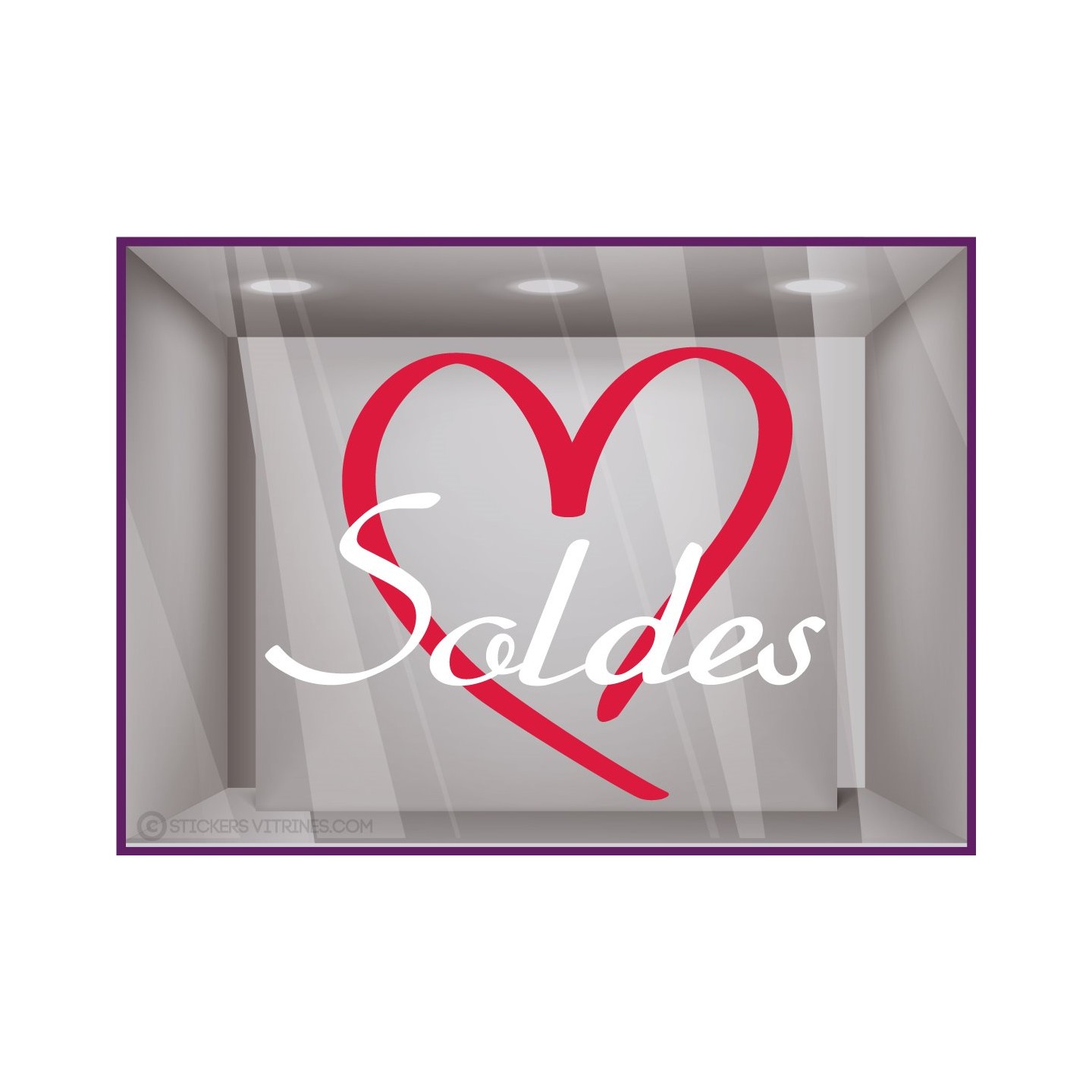 Sticker Soldes Coeurs maman mode parfumerie beaute lettrage adhesif vitrophanie calicot destockage braderie liquidation