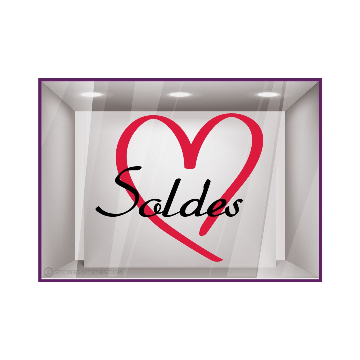 Sticker Soldes Coeurs maman mode parfumerie beaute lettrage adhesif vitrophanie calicot destockage braderie liquidation