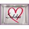 Sticker Soldes Coeurs maman mode parfumerie beaute lettrage adhesif vitrophanie calicot destockage braderie liquidation