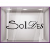 Sticker Soldes Lettres lettrage adhesif destockage liquidation braderie vitrophanie calicot mode parfumerie beaute