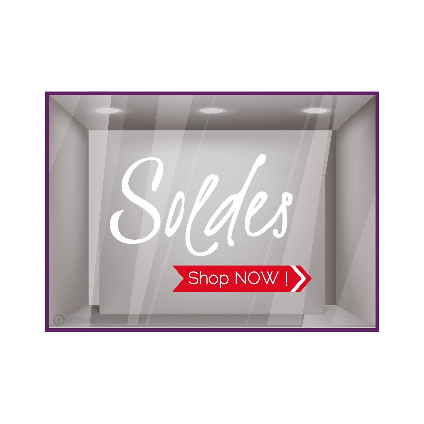 Sticker Soldes Shop Now autocollant calicot vitrophanie adhésif  devanture vitrine magasin