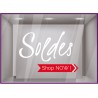 Sticker Soldes Shop Now autocollant calicot vitrophanie adhésif  devanture vitrine magasin