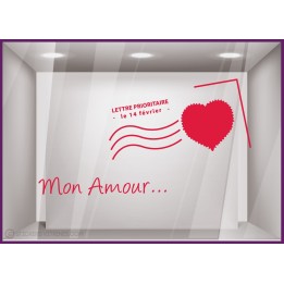 Kit de Stickers Carte Postale Saint Valentin coeur vitrine devanture calicot autocollant mode boutique magasin enseigne lettrage
