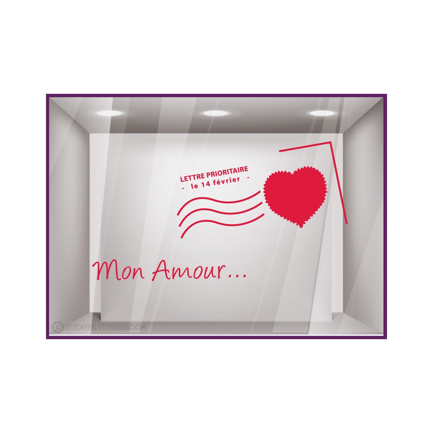 Kit de Stickers Carte Postale Saint Valentin coeur vitrine devanture calicot autocollant mode boutique magasin enseigne lettrage