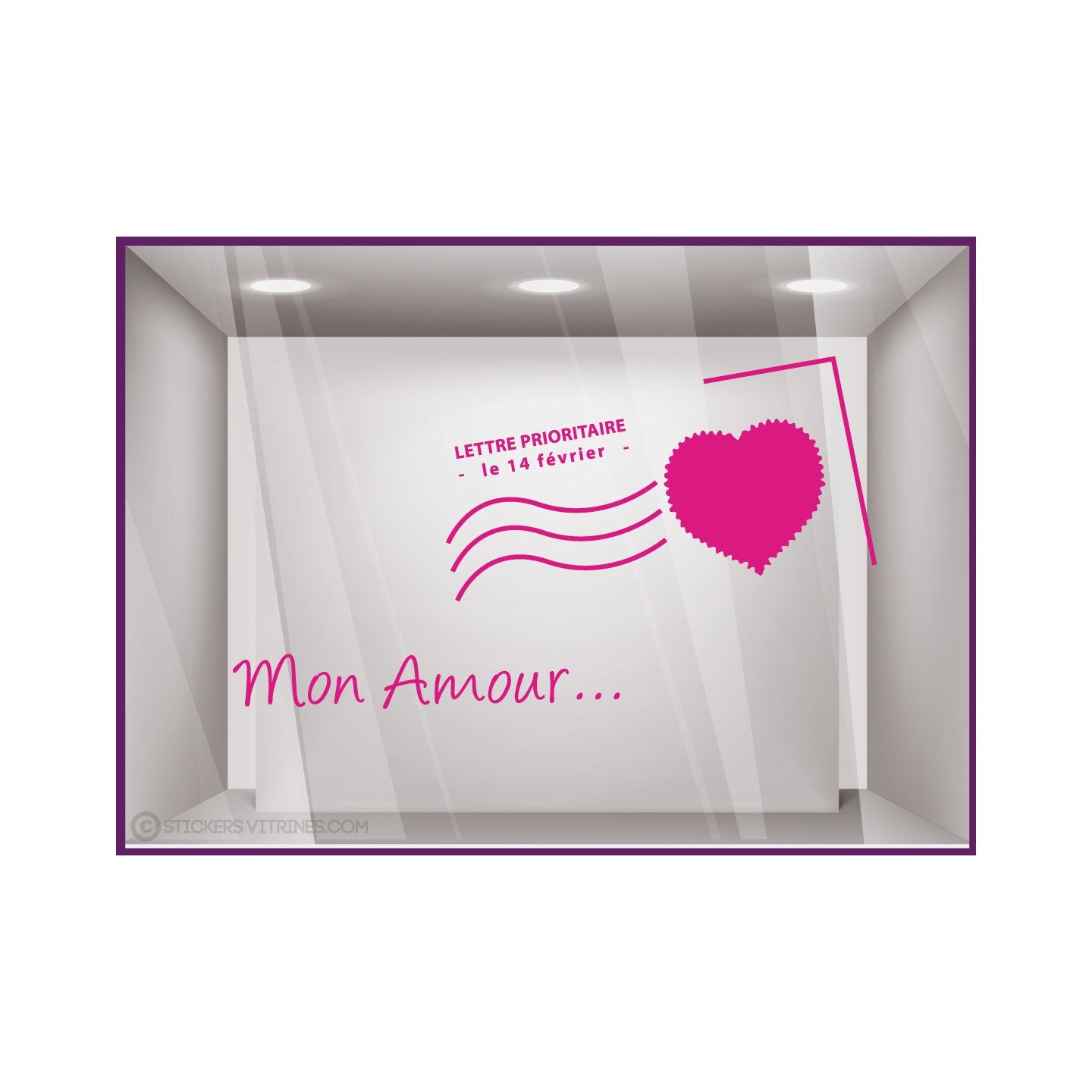Kit de Stickers Carte Postale Saint Valentin coeur vitrine devanture calicot autocollant mode boutique magasin enseigne lettrage
