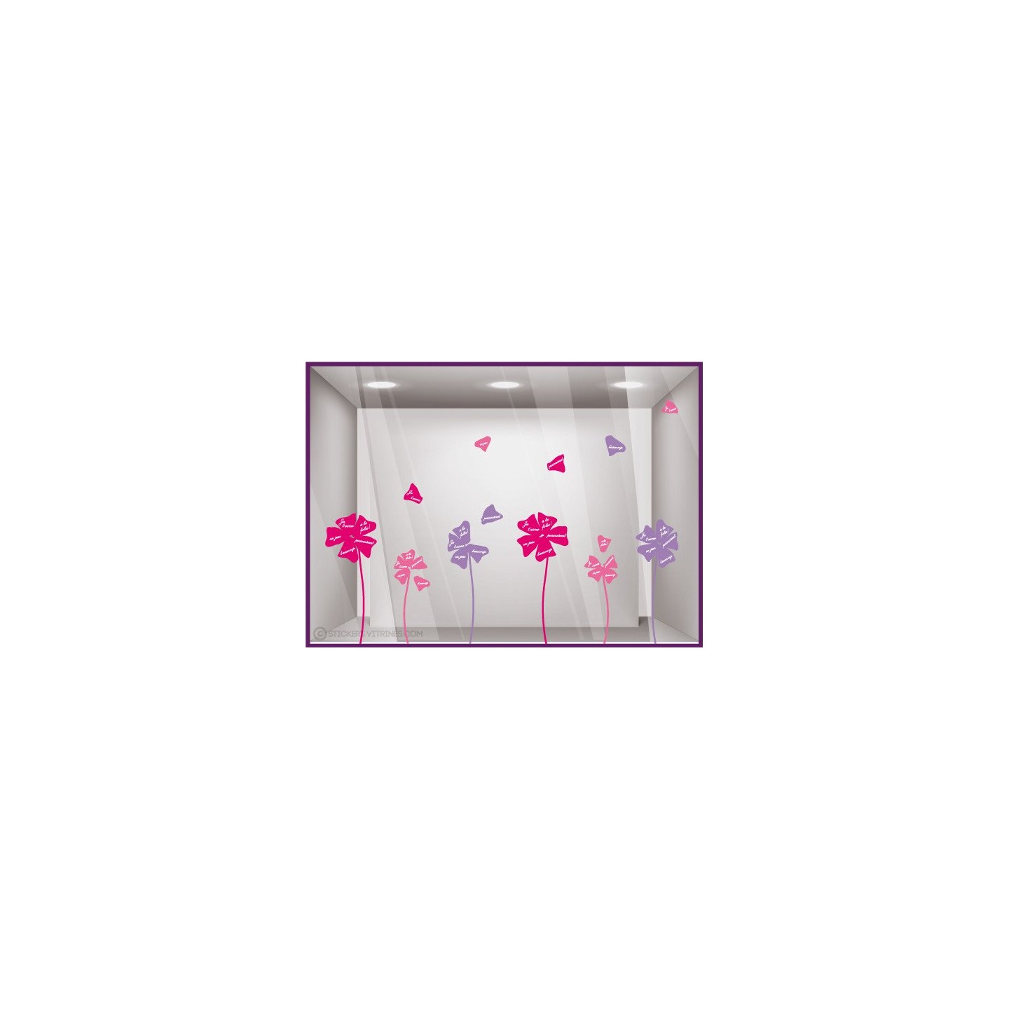 Kit de Stickers Marguerites fleur saint valentin fete des meres clalicot vitrophanie vitre vitrine mode bijouterie