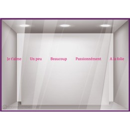 Kit de Stickers Je t'aime lettrage adhesif autocollant devanture mode vitrine calicot bijouterie fleuriste vitrophanie vitre
