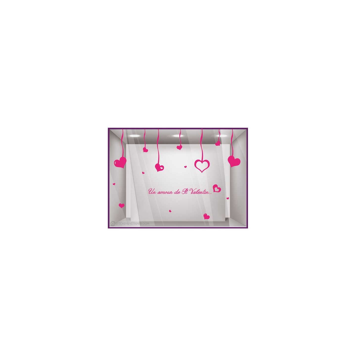 Kit de Stickers Un Amour de Saint Valentin vitrine devanture calicot lettrage adhesif vitrophanie boutique bijouterie mode vitre