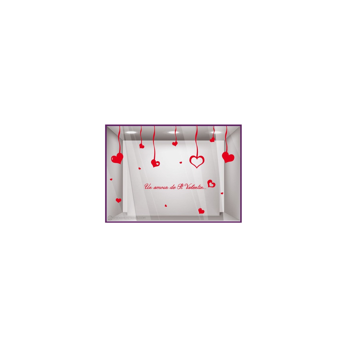 Kit de Stickers Un Amour de Saint Valentin vitrine devanture calicot lettrage adhesif vitrophanie boutique bijouterie mode vitre