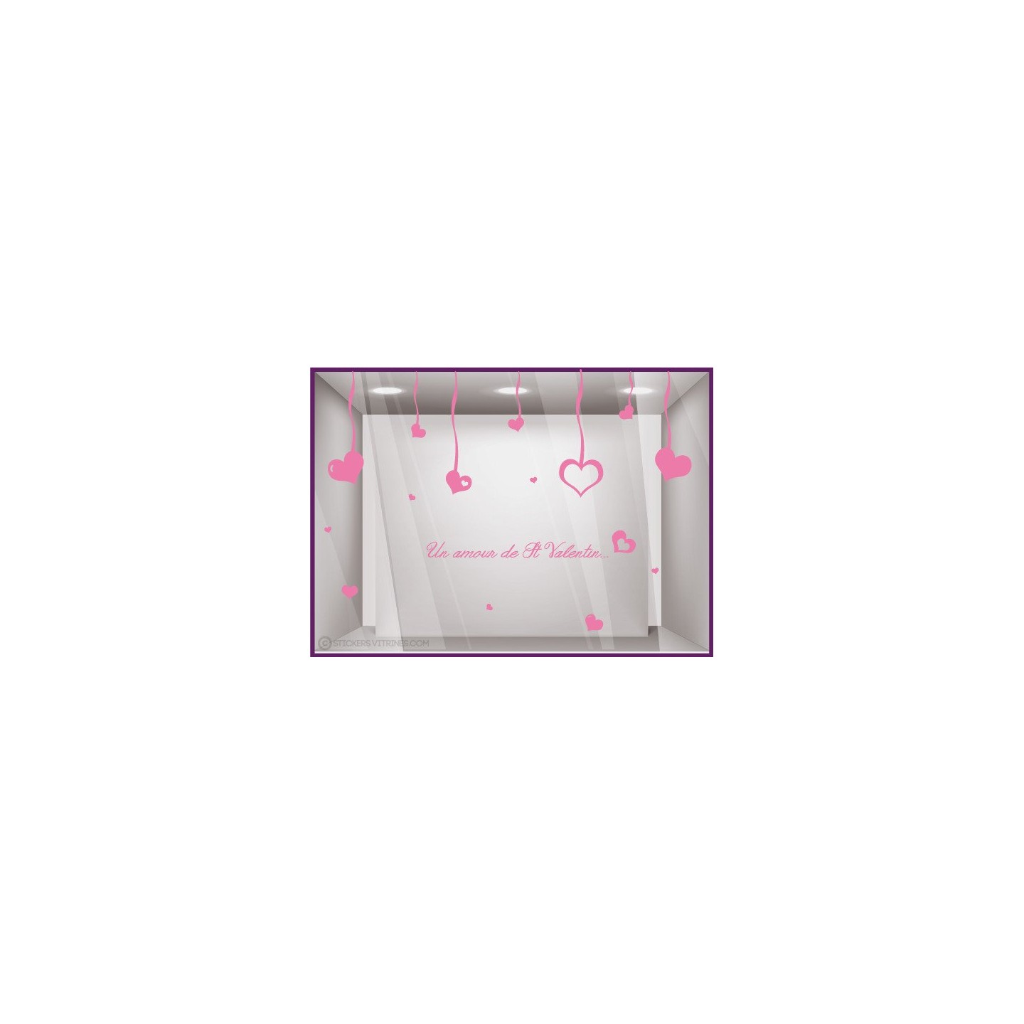 Kit de Stickers Un Amour de Saint Valentin vitrine devanture calicot lettrage adhesif vitrophanie boutique bijouterie mode vitre