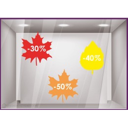 KIT PROMOTIONS FEUILLES AUTOMNE COMMERCE VITRINES IDEE DECORATION ADHESIF