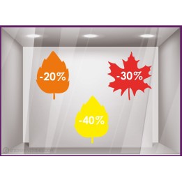 Kit Promotions Feuilles d'Automne BOUTIQUE CALICOT VITRINE IDEE DECORATION ADHESIF