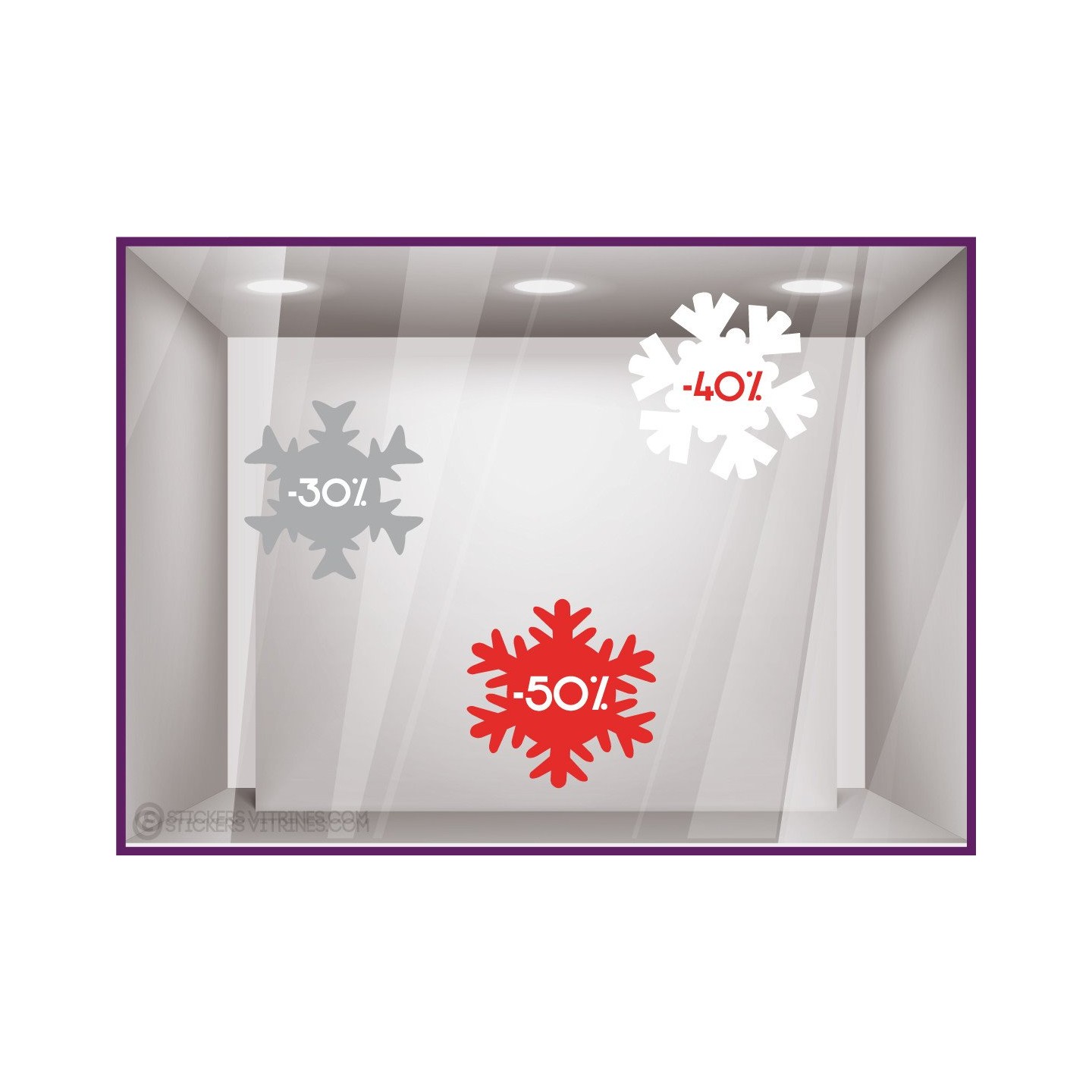 Kit Promotions Flocons -30% -40% -50% pourcentage hiver soldes offre promotionnelle destockage braderie liquidation mode sport 