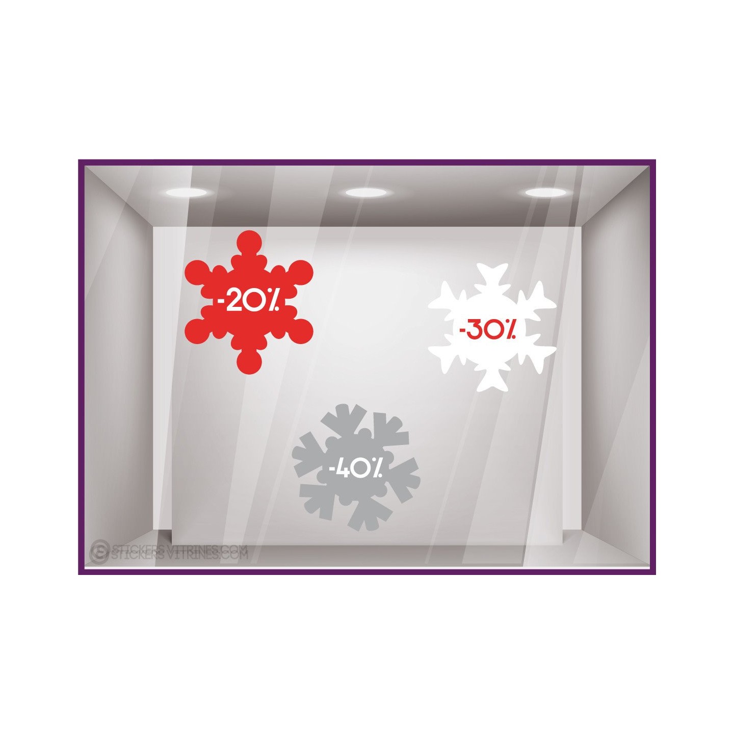 Kit Promotions Flocons -20% -30% -40% pourcentage soldes destockage braderie liquidation mode sport parfumerie 
