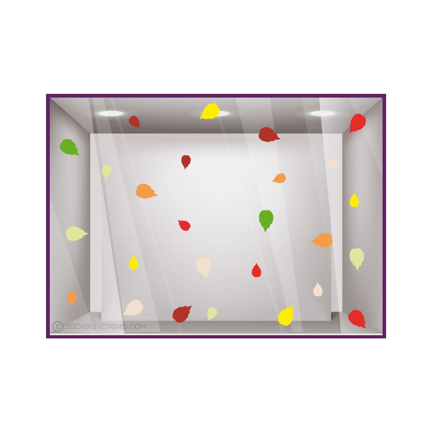 Stickers-Feuilles d Automne-decoration-vitrine-devanture-feuilles mortes-fleuriste-calicot