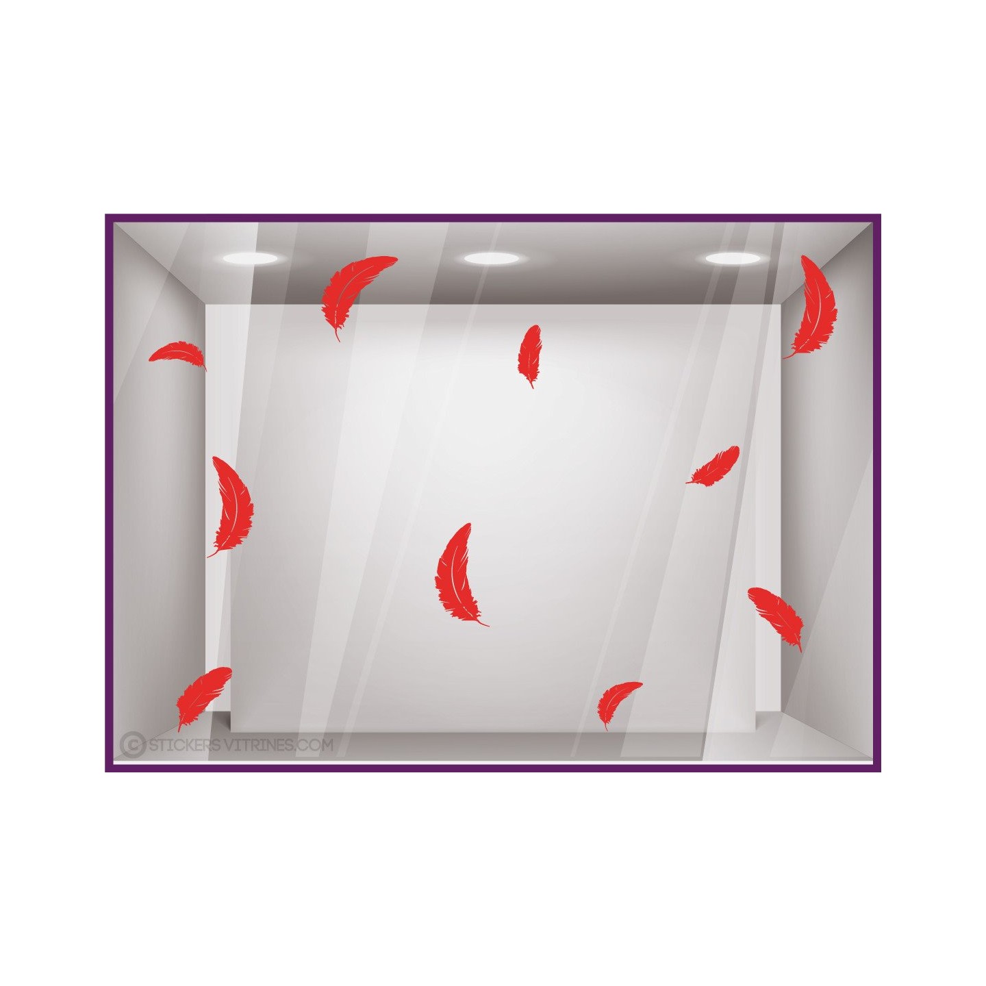Stickers Plumes vitrophanie calicot devanture vitrine  autocollant adhesif bijouterie idee decoration vitre