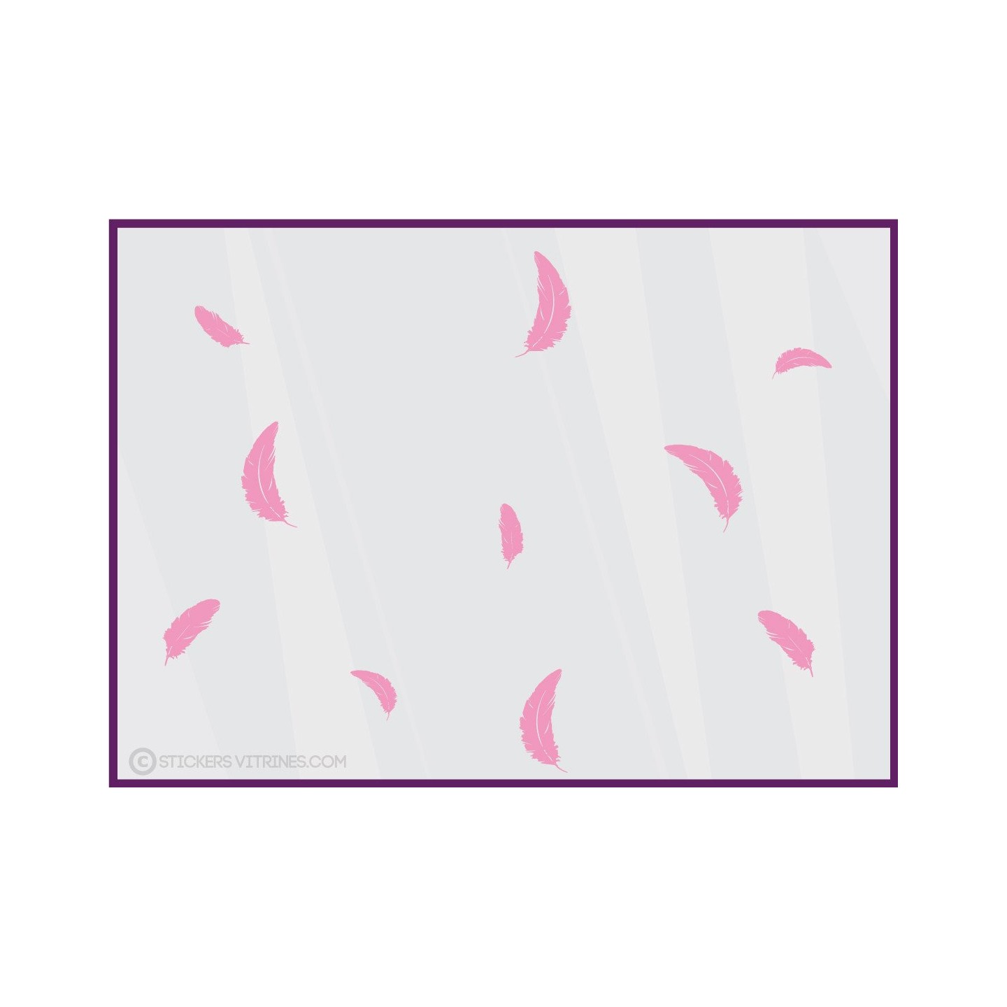 Stickers Plumes vitrophanie calicot devanture vitrine  autocollant adhesif bijouterie idee decoration vitre