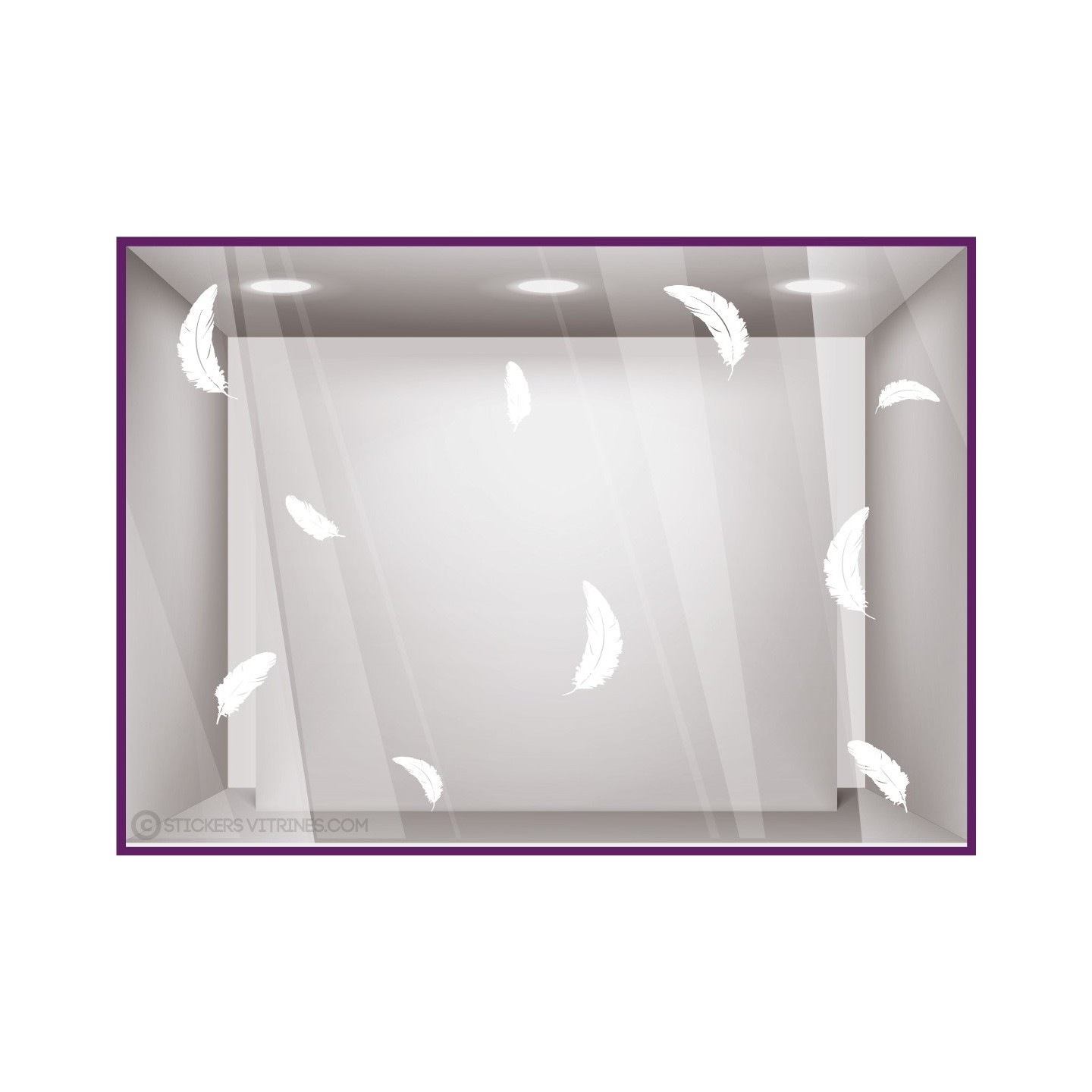 Stickers Plumes vitrophanie calicot devanture vitrine  autocollant adhesif bijouterie idee decoration vitre