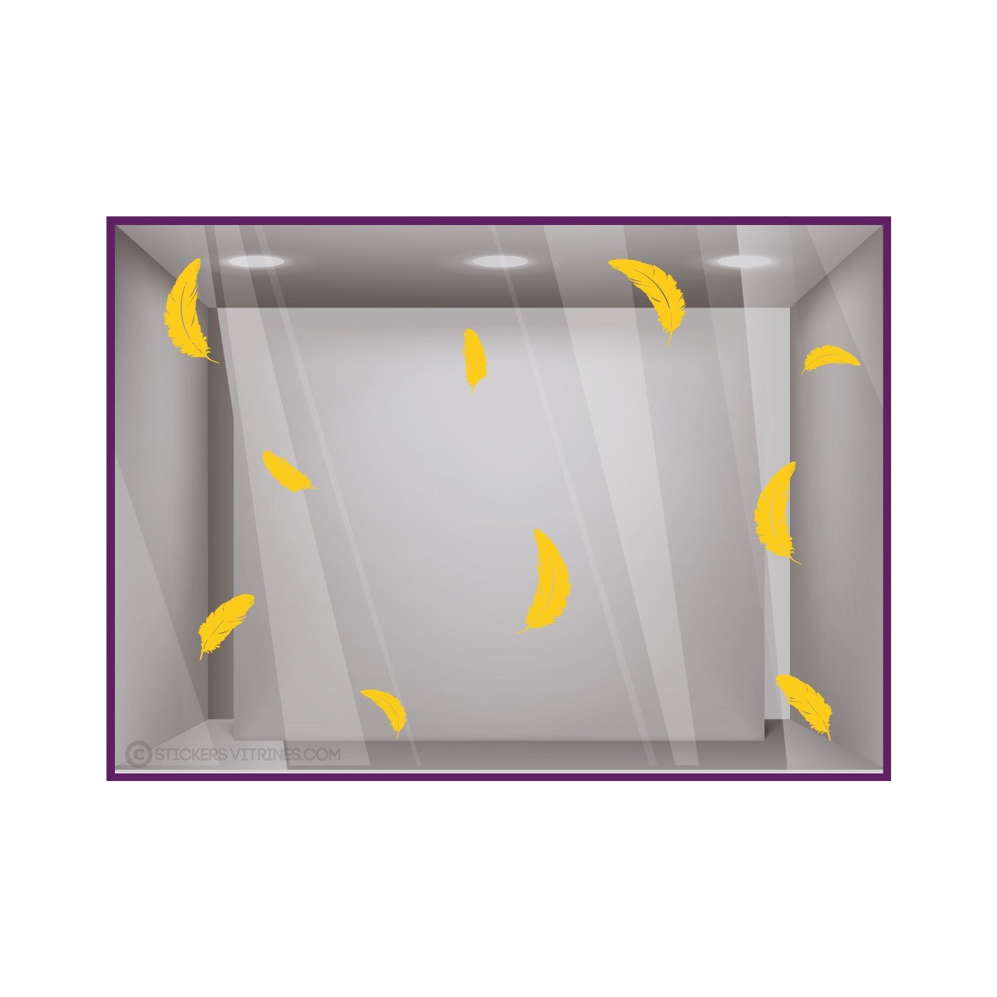 Stickers Plumes vitrophanie calicot devanture vitrine  autocollant adhesif bijouterie idee decoration vitre