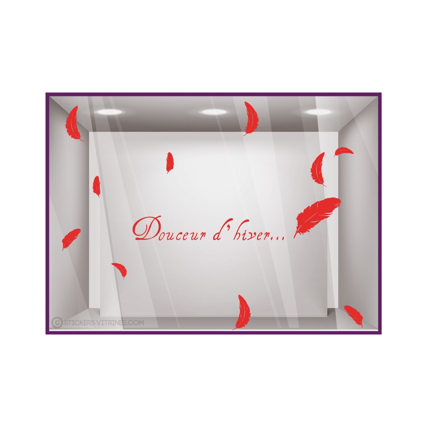 Kit de Stickers Douceur Dhiver- plumes-noel-vitrine-fetes-devanture-boutique-lettrage adhesif-autocollant geant