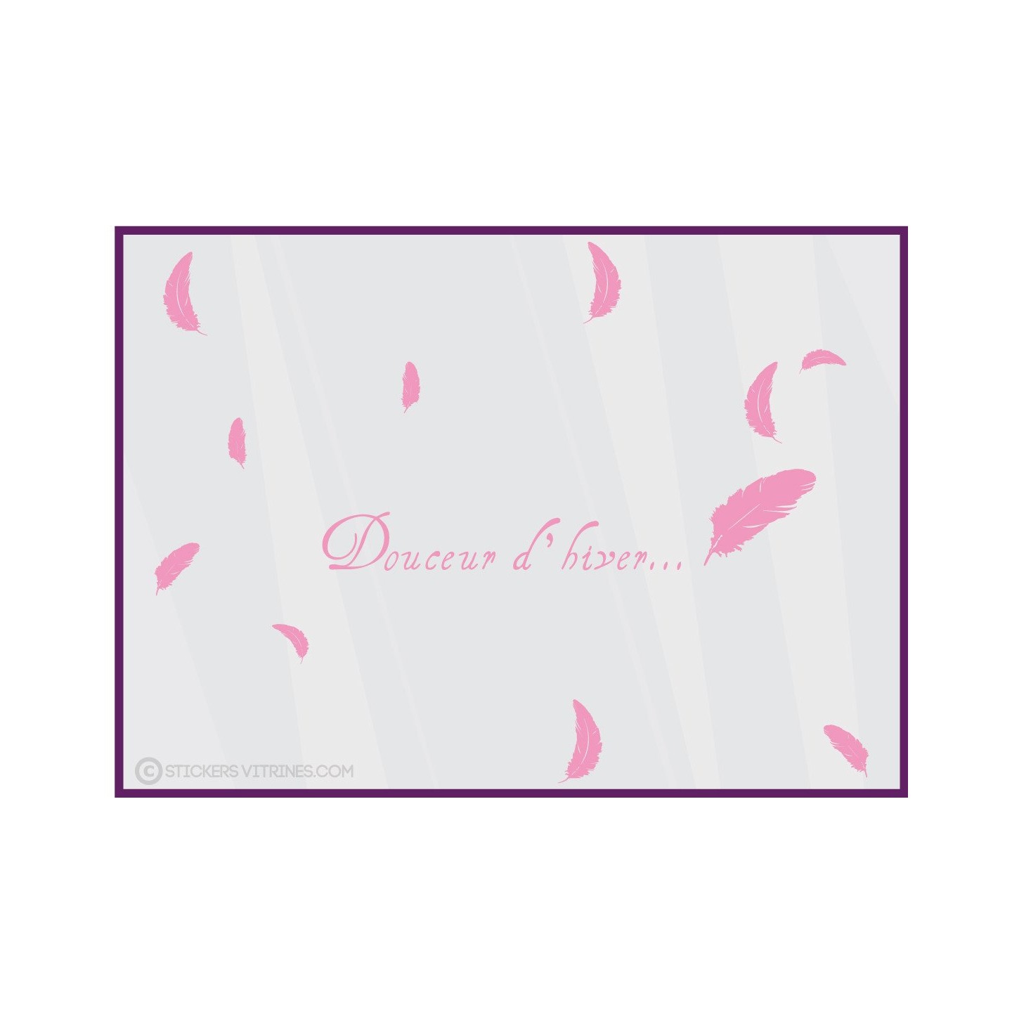 Kit de Stickers Douceur Dhiver- plumes-noel-vitrine-fetes-devanture-boutique-lettrage adhesif-autocollant geant