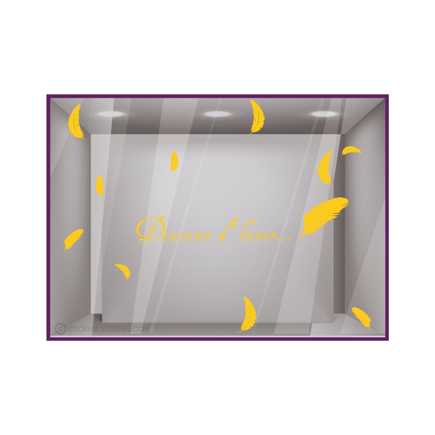 Kit de Stickers Douceur Dhiver- plumes-noel-vitrine-fetes-devanture-boutique-lettrage adhesif-autocollant geant