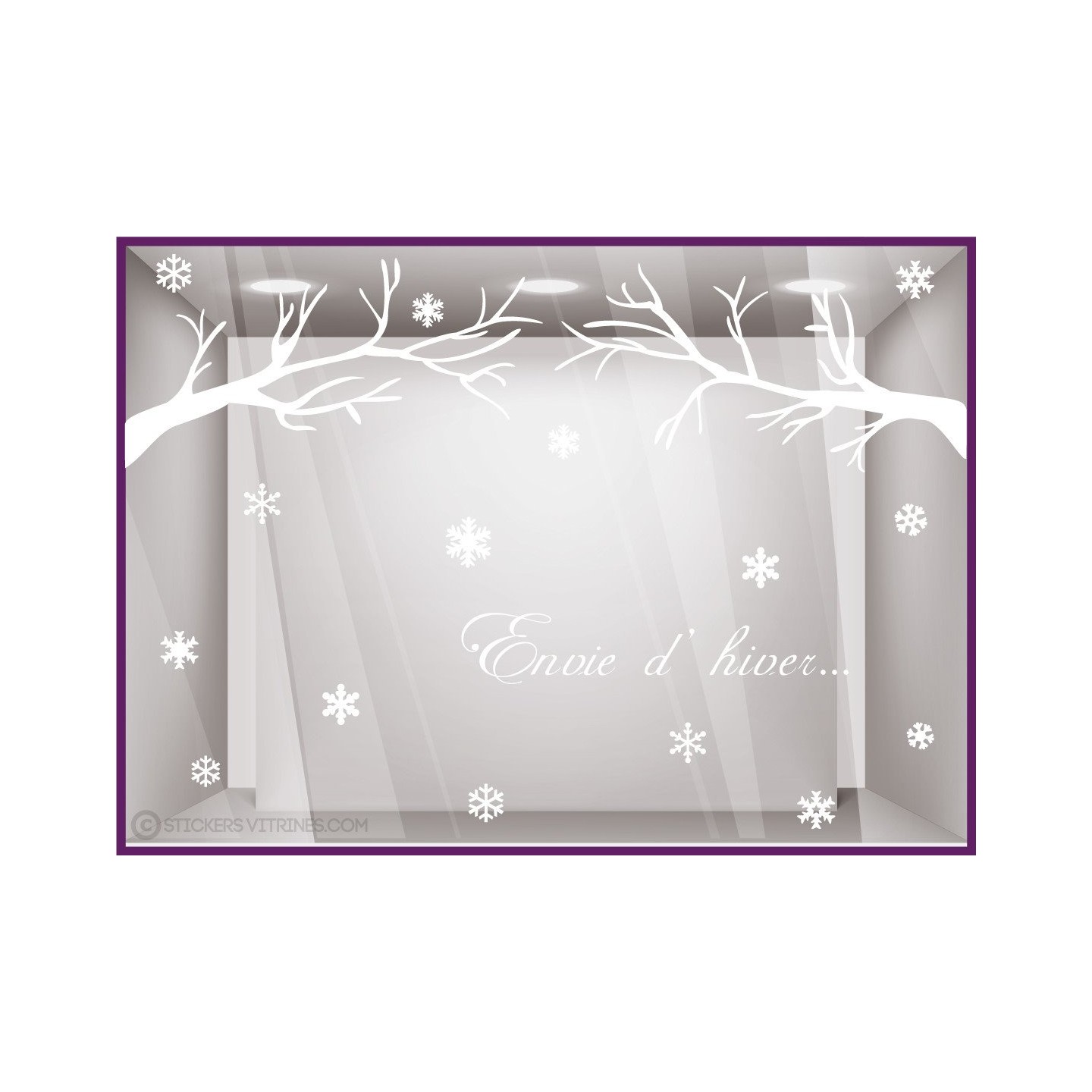 Kit de Stickers-Envie Dhiver-flocon-noel-vitrine-devanture-fetes-neige-branche-decoration-boutique-lettrage adhesif
