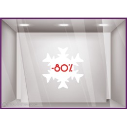 Sticker Promotion Flocon -80% pourcentage soldes destockage braderie liquidation offre promotionnelle mode sport hiver