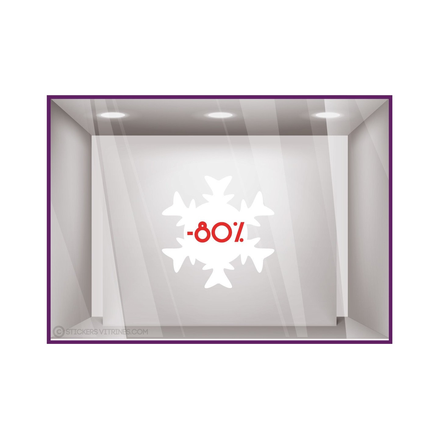 Sticker Promotion Flocon -80% pourcentage soldes destockage braderie liquidation offre promotionnelle mode sport hiver