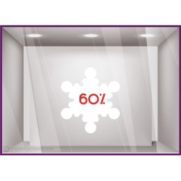 Sticker Promotion Flocon -60% hiver soldes offre destockage braderie liquidation pas cher vinyle lettrage adhesif pourcentage
