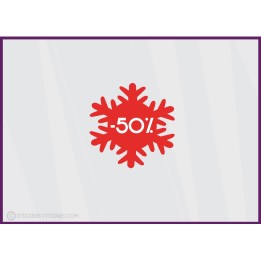 Sticker Promotion Flocon -50% soldes hiver sport mode lettrage adhesif pourcentage destockage braderie liquidation