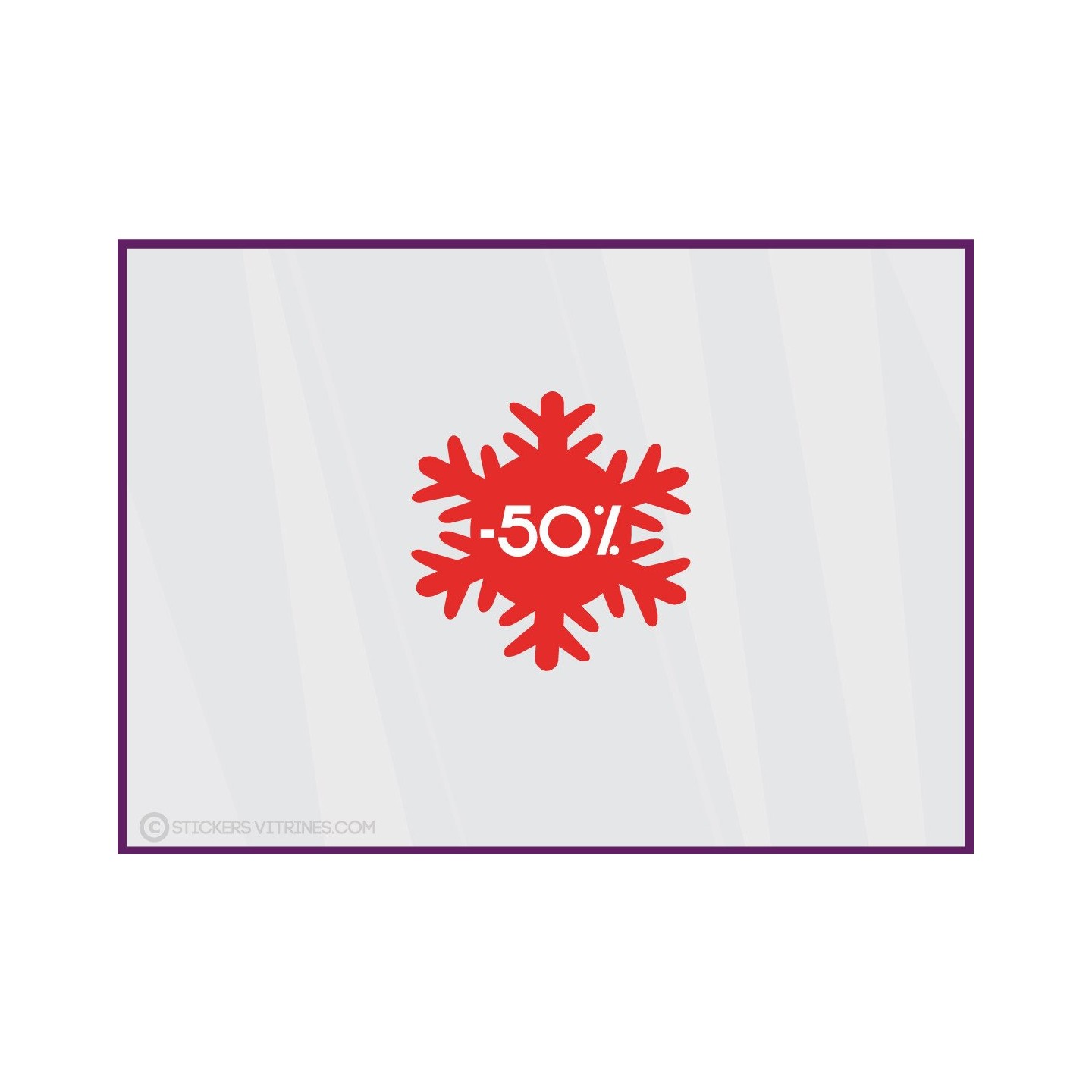 Sticker Promotion Flocon -50% soldes hiver sport mode lettrage adhesif pourcentage destockage braderie liquidation