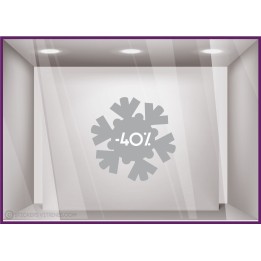 Sticker Promotion Flocon -40% soldes hiver mode opticien sport maroquinerie pourcentage destockage braderie liquidation