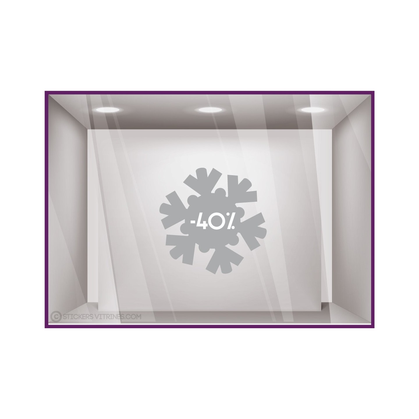 Sticker Promotion Flocon -40% soldes hiver mode opticien sport maroquinerie pourcentage destockage braderie liquidation