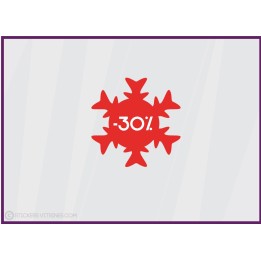 Sticker Promotion Flocon -30% soldes hiver destockage braderie liquidation pourcentage mode sport opticien devanture demarque