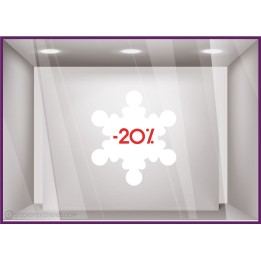Sticker Promotion Flocon -20% soldes hiver pourcentage lettrage adhesif sport mode opticien parfumerie destockage braderie