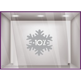 Sticker Promotion Flocon -10% soldes hiver sport mode devanture destockage braderie liquidation neige parfumerie